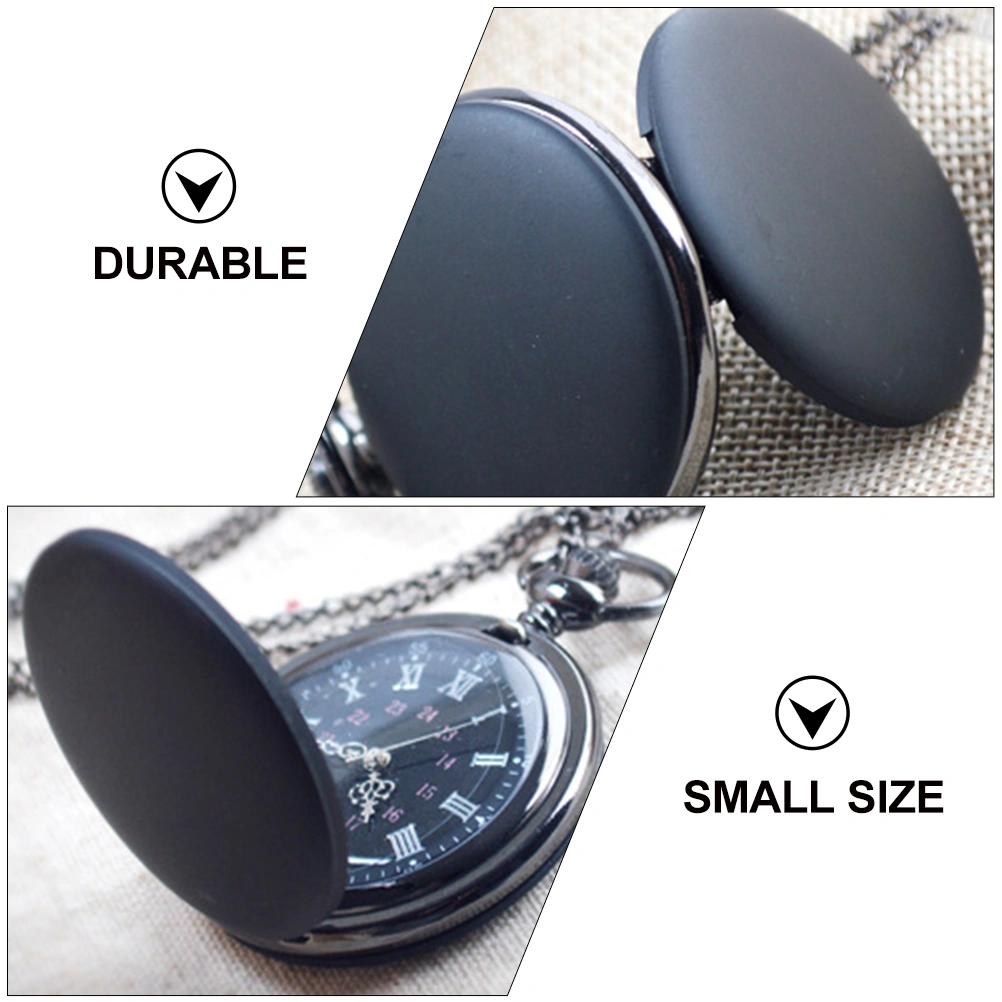 Quartz Pocket Watch Black Frosted Pocket Watch Portable Watch for Man Women