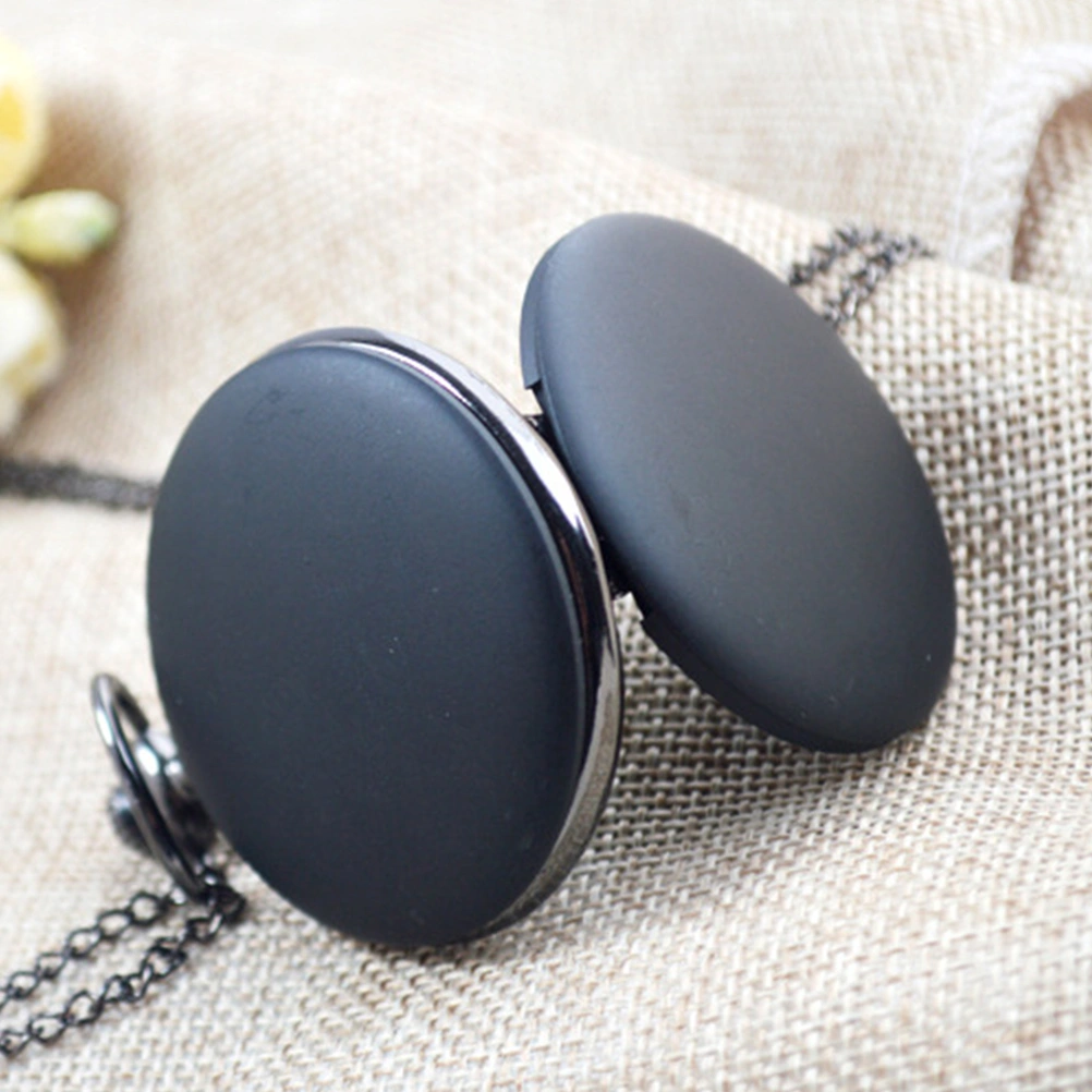 Quartz Pocket Watch Black Frosted Pocket Watch Portable Watch for Man Women