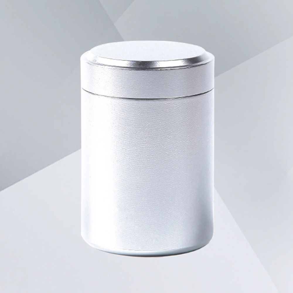 Metal Travel Portable Storage Can Container for Outdoor Camping Travel Tea Caddy (Silver)