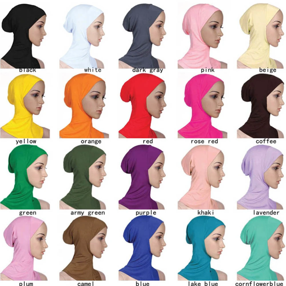 Women Adjustable Muslim Hijab Neck Cover Scarf Bonnet Inner Hijab Full Cover Bone Lady Islamic Muslim Headwear (35x24cm, Apricot)