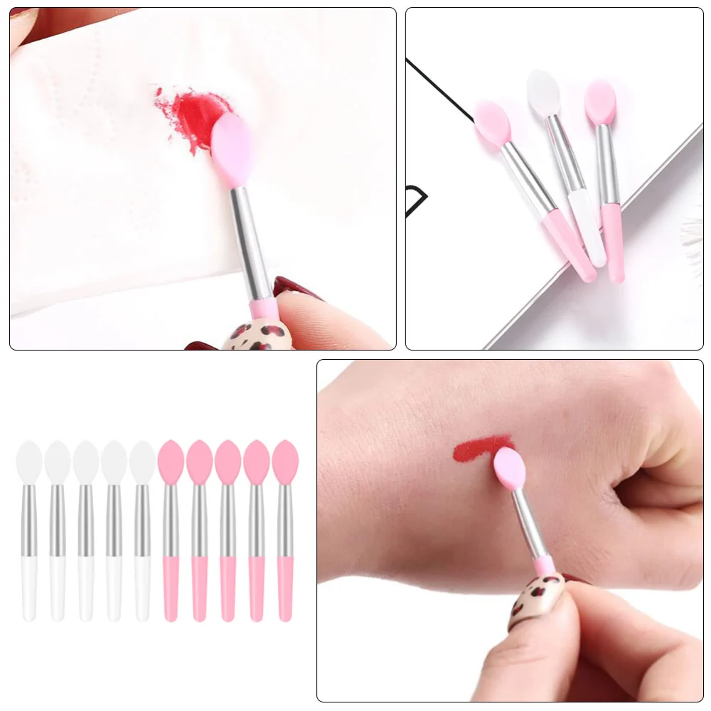 10pcs Lip Brushes Portable Mini Lipstick Brush Applicator Makeup Accessory