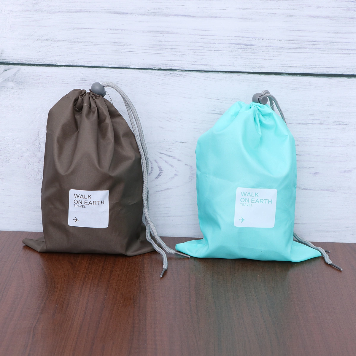8 Pcs Multifunctional Water-proof Nylon Drawstring Bag Cord Bag Storage Packing Bag for Outdoor Traveling (The English Letters in the Pattern for Random)