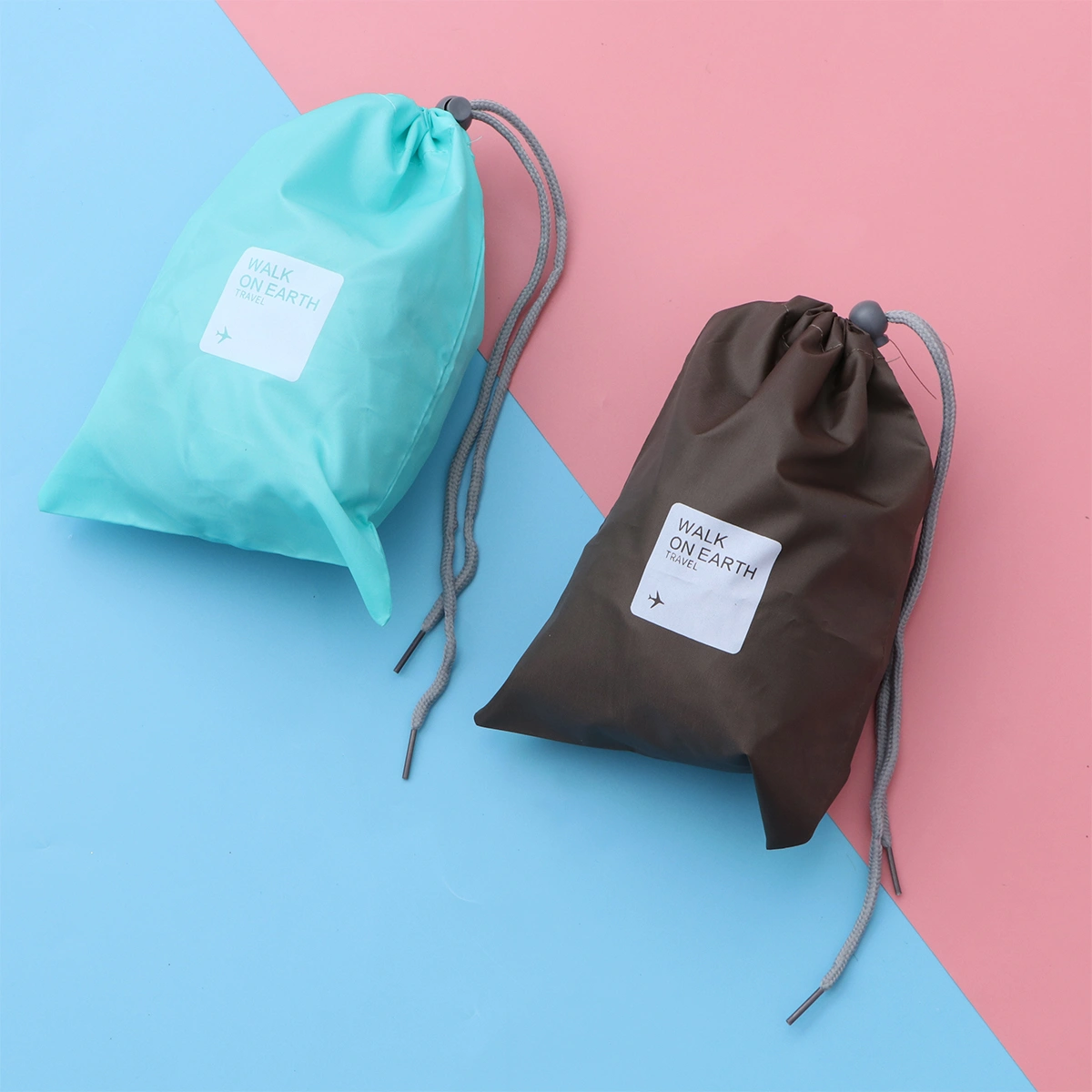 8 Pcs Multifunctional Water-proof Nylon Drawstring Bag Cord Bag Storage Packing Bag for Outdoor Traveling (The English Letters in the Pattern for Random)
