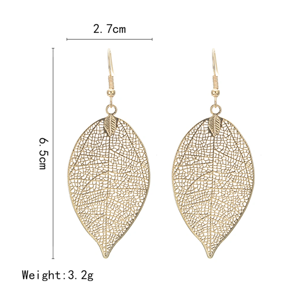 1 Pair Golden Elegant Leaf Earrings New Design Bohemian Hollow Earrings Jewelry for Women