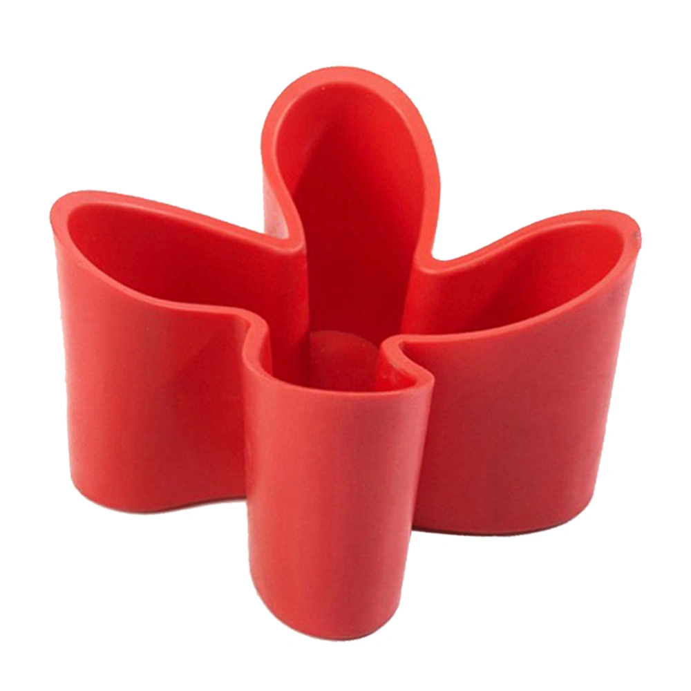 Four-leaf Clover Shaped Plastic Storage Box Phone Holder Stationery Makeup Cosmetic Organizer Desk Decor (Red)