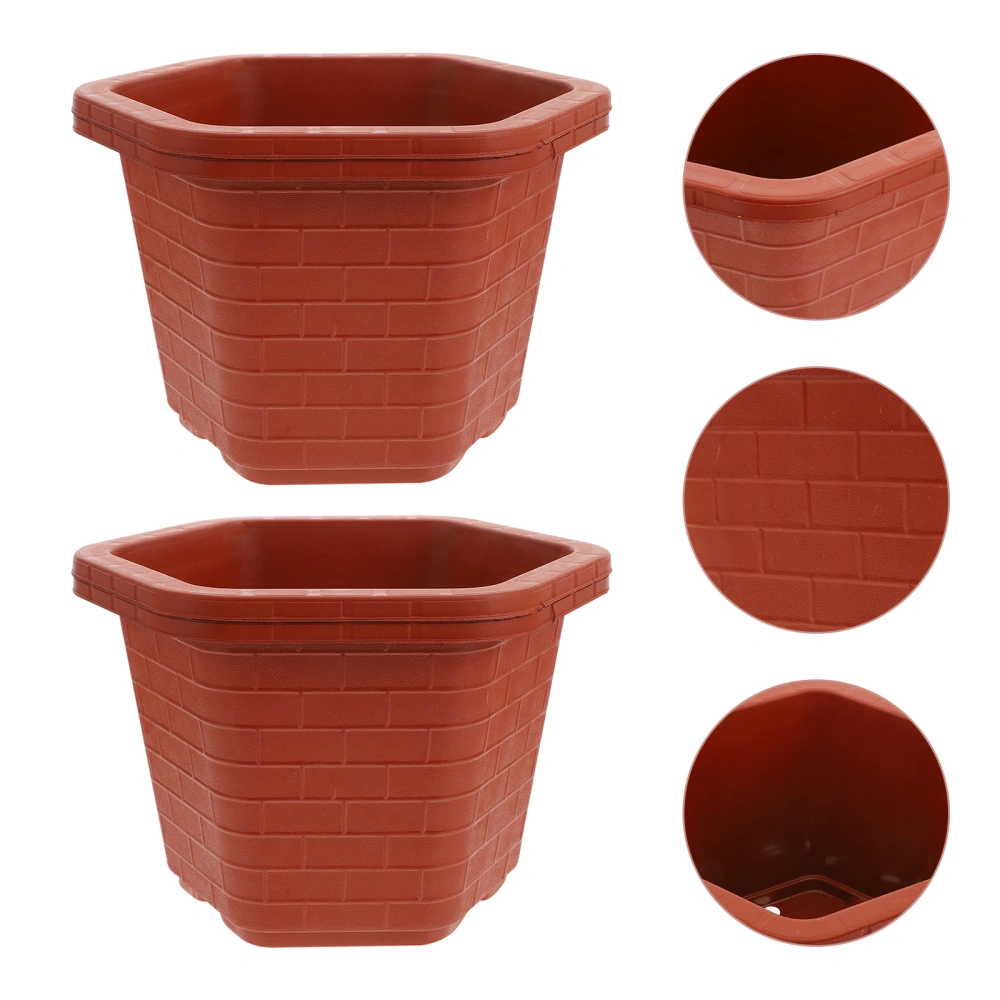 2pcs Hexagonal Plastic Flower Planters Garden Plant Pots Simple Nursery Pots