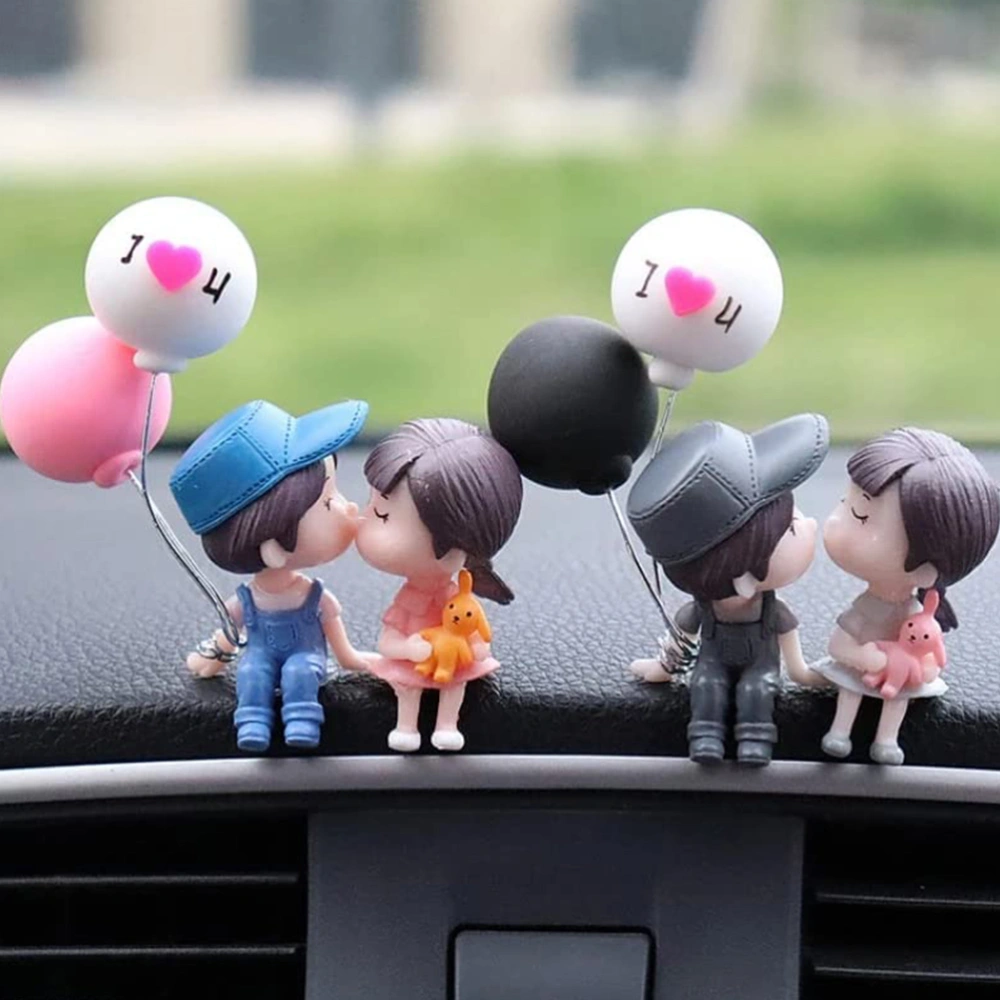 2 Pairs Car Couple Figurines Cartoon Couples Figures Valentine's Day Gift