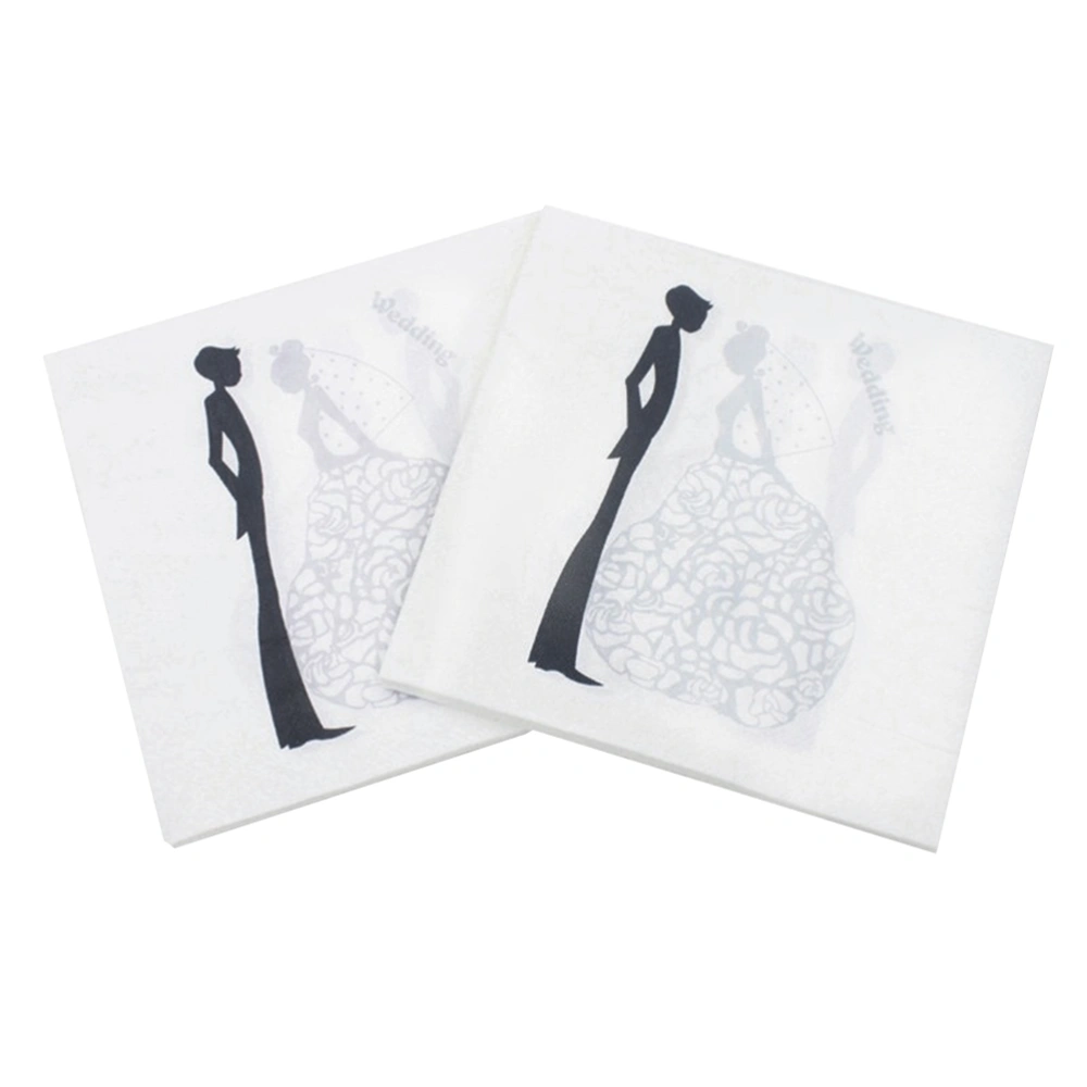 40pcs Printing Napkin Beautiful Bride and Groom Napkin for Wedding Party