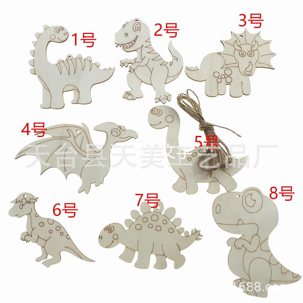 1 Set of Painting Wood DIY Wood Cutouts Dinosaur Shaped Cutouts Unfinished Wood Embellishments (Mixed Style)