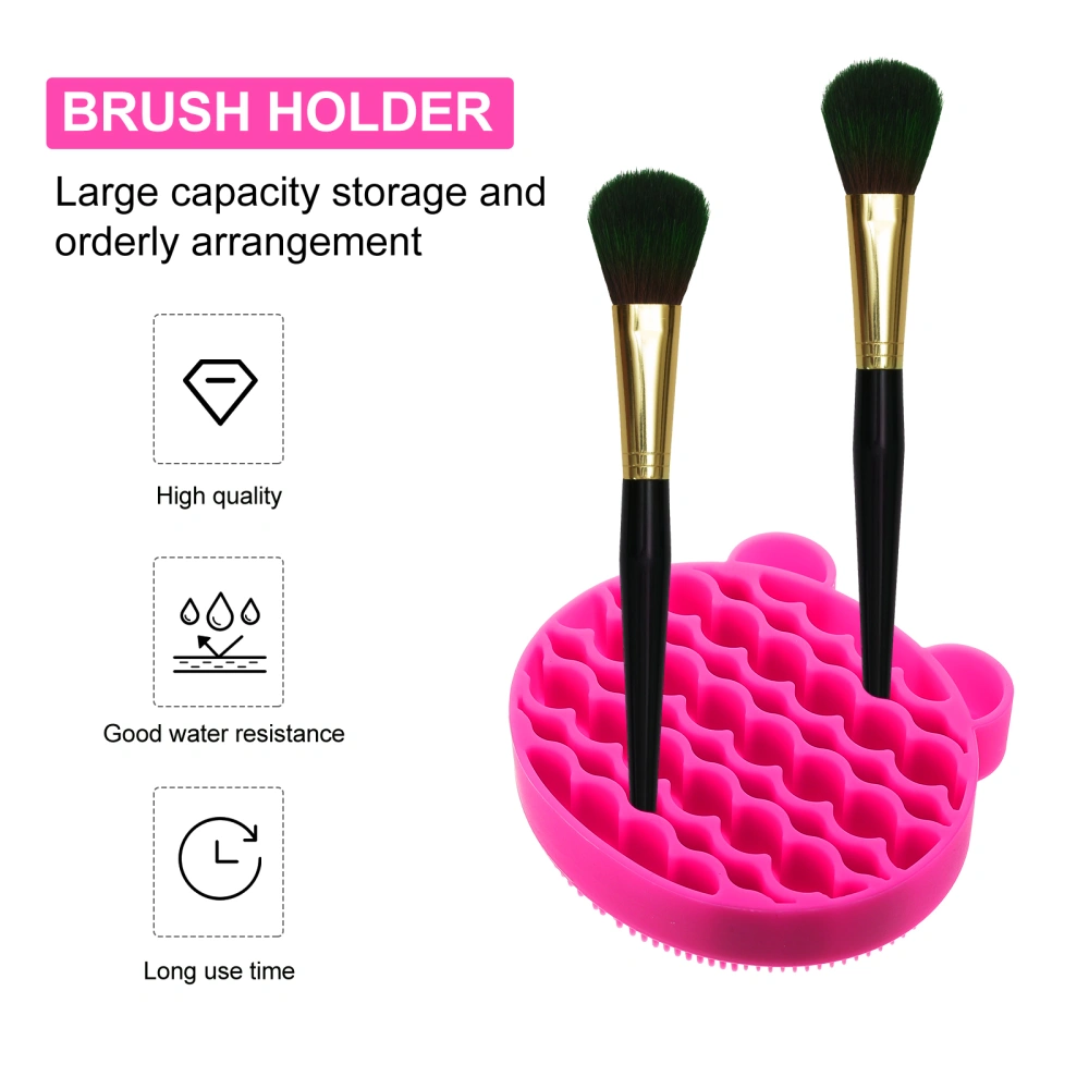 2 in 1 Silicone Makeup Brush Cleaning Mat Brush Storage Holder Kit for Women