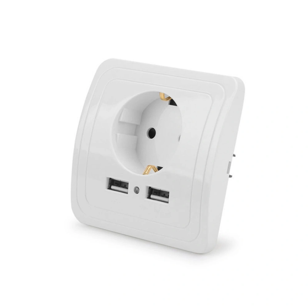 Wall Mount Socket Adapter Surge Protector with 2 USB Charging Ports Electrical Outlet and Switch with EU Outlet