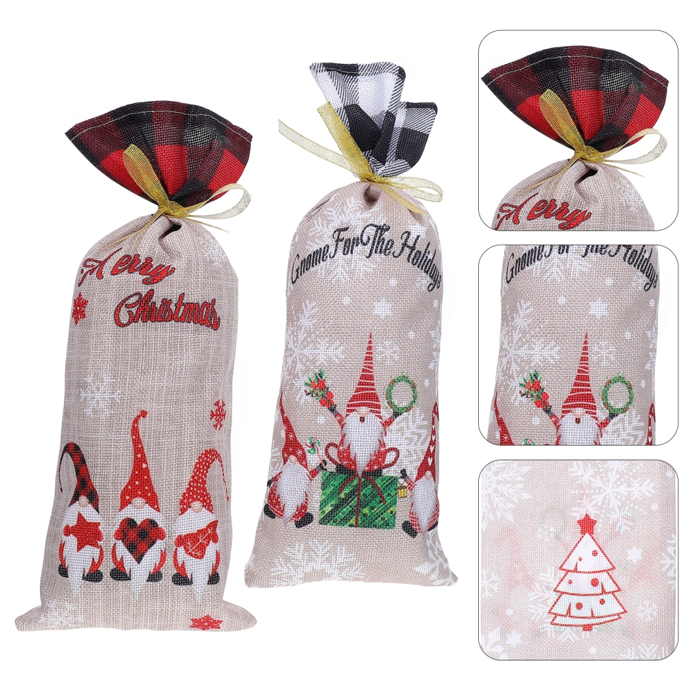 1 Set 2Pcs Christmas Wine Bottle Covers Xmas Bottle Covers (Assorted Color)