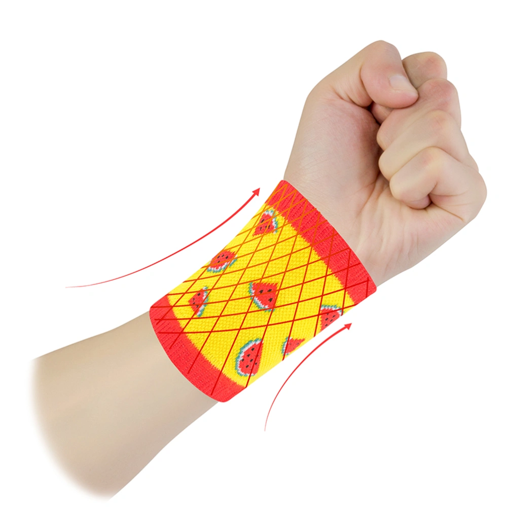 1 Pair Sports Compression Wrist Brace Protective Wristband Wrist Cuff Exercise Breathable Wrist Support (Yellow and Red)