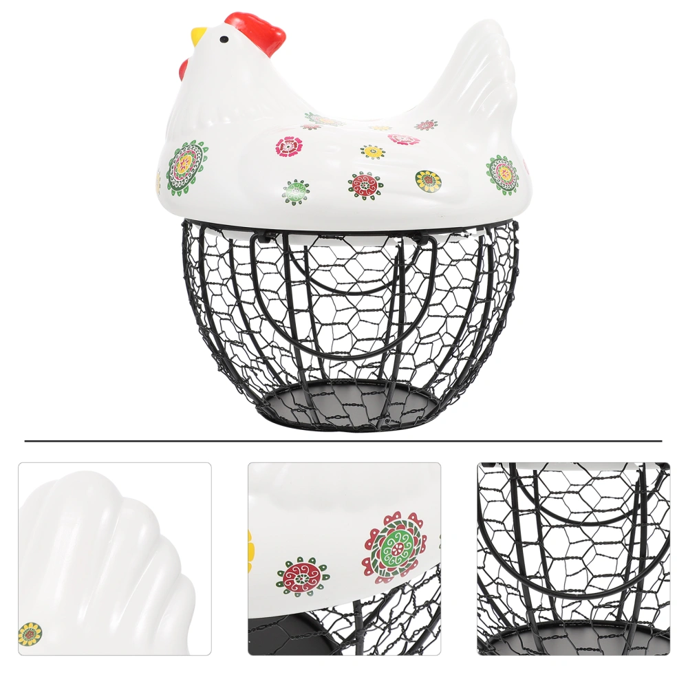 1Pc Hen Iron Storage Basket Practical Egg Storage Container Fruit Organizer