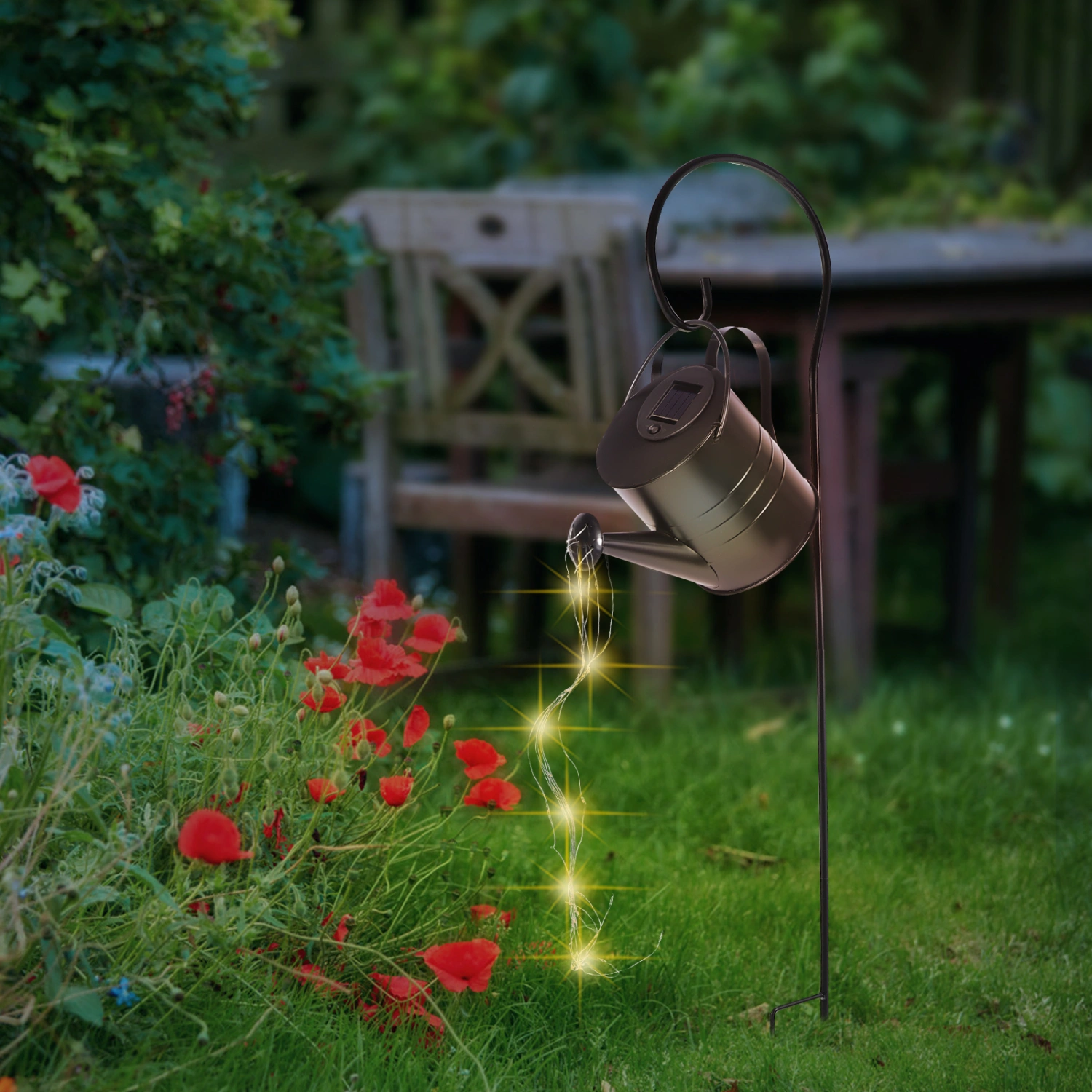 Solar Watering Can with Lights Hanging Solar Power Lantern Solar Garden Decor