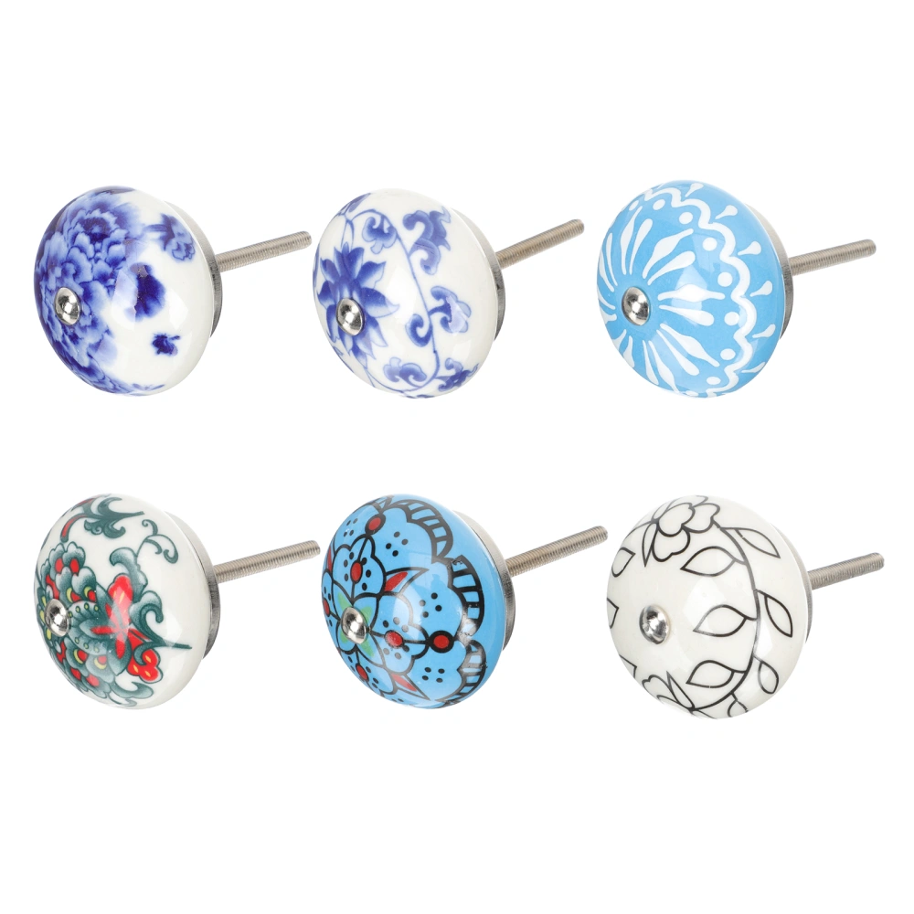 6pcs Modern Style Drawer Knobs Ceramic Printing Cabinet Knobs Drawer Handles