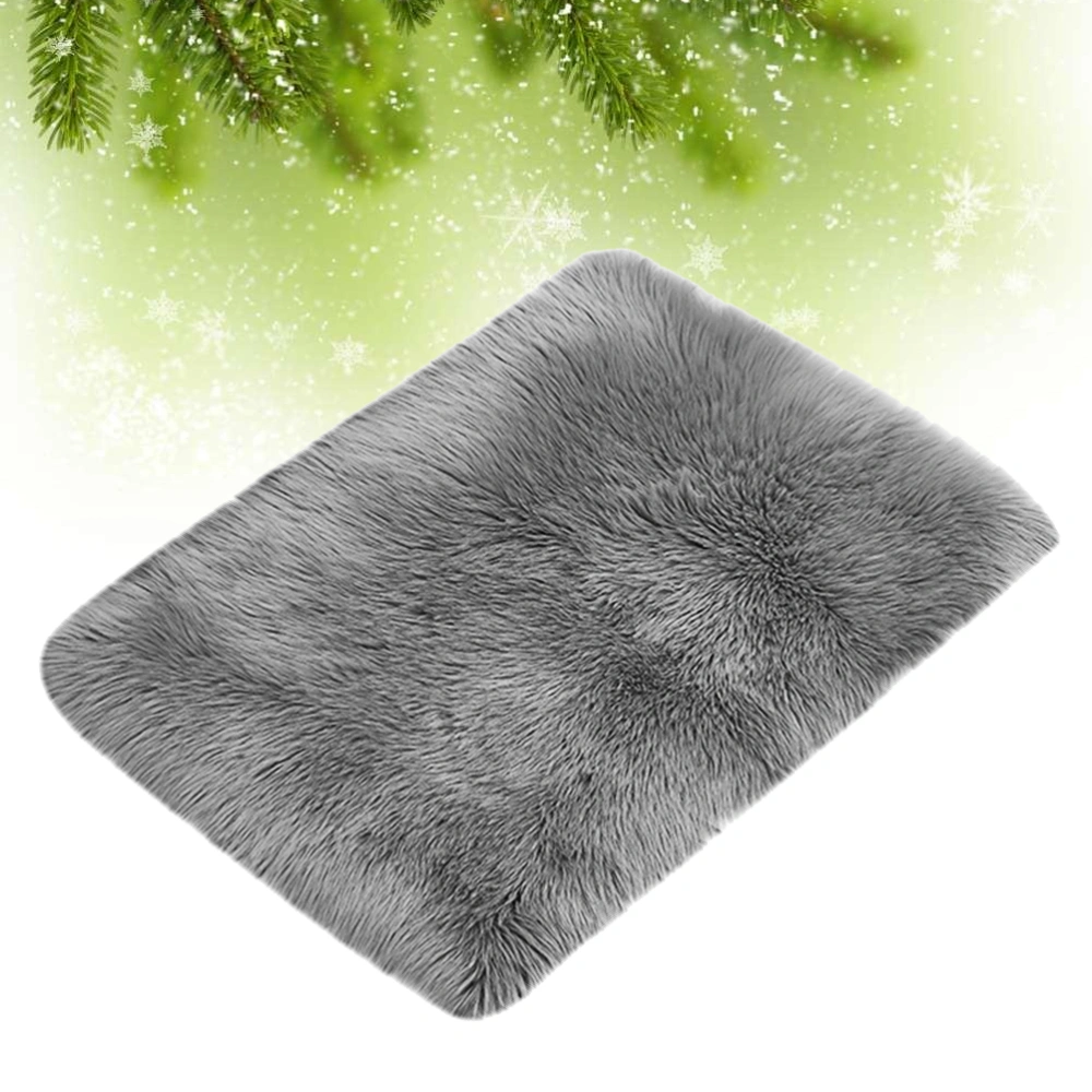 1pc Plush Carpet Imitation Wool Bedroom Carpet Decorative Floor Cushion Room Decor for Home Hotel (Grey, 60x120)