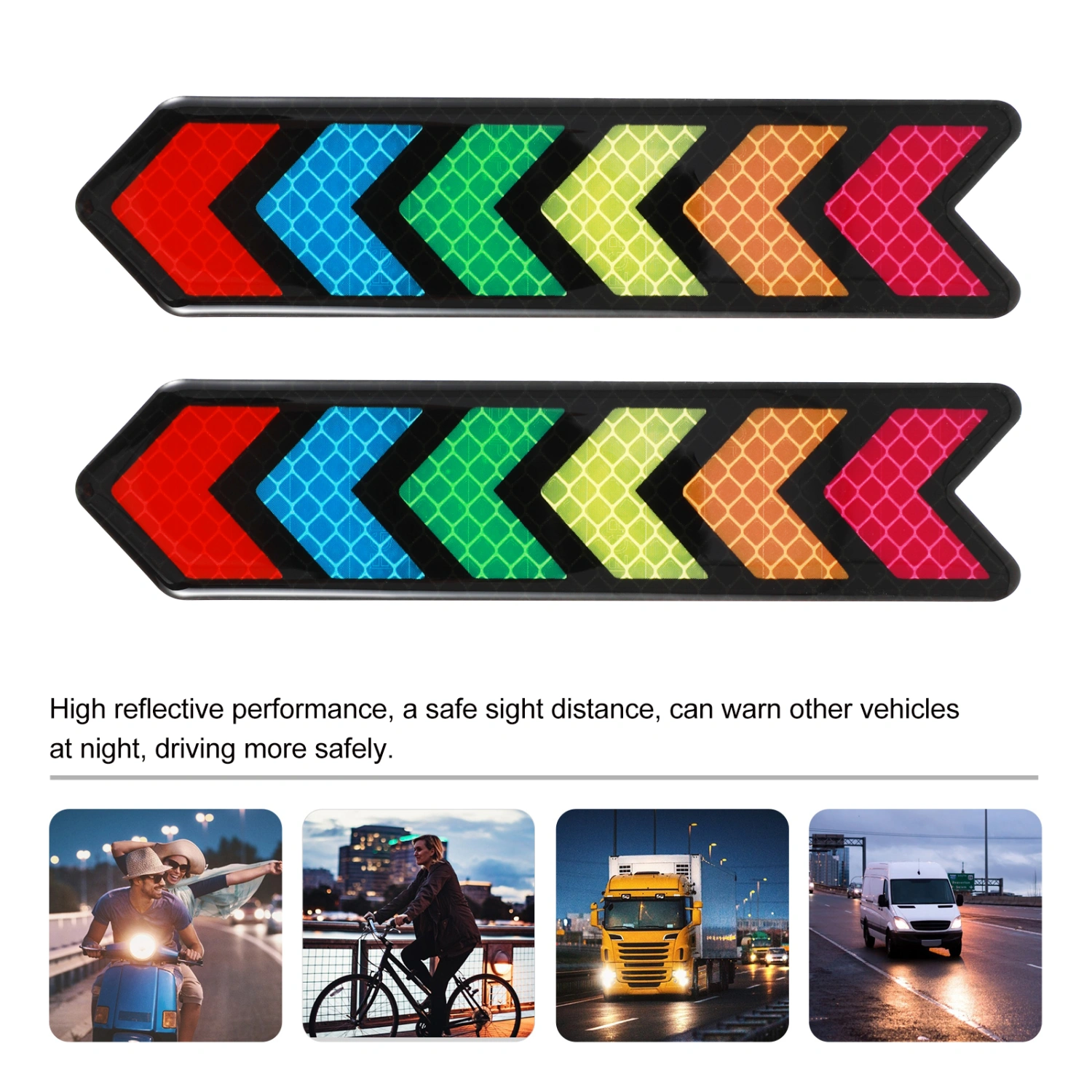 2pcs Reflective Safety Sticker Auto Scratch Cover Guard Warning Stickers Decor