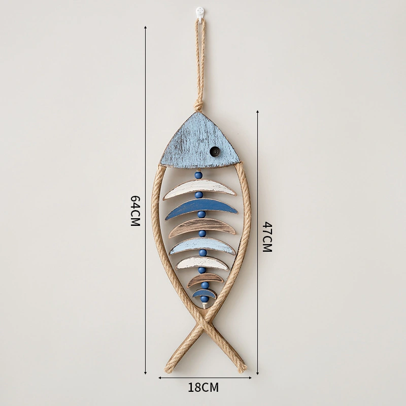 Mediterranean Style Fish Pendant Wall Art Fish Decor Wooden Fish Hanging Pendant Wall Hanging Decor