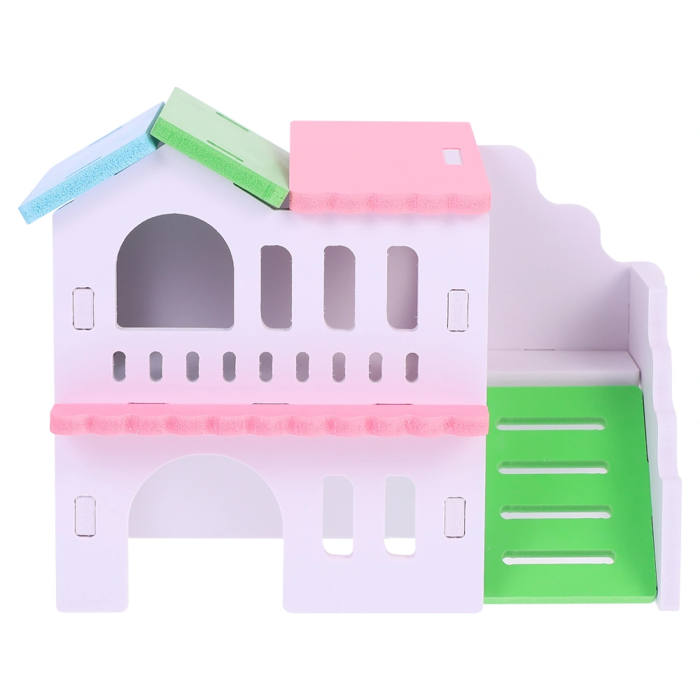 Hamster Double Floor House Creative Pet Villa Colorful Hamster Wooden Hideaway