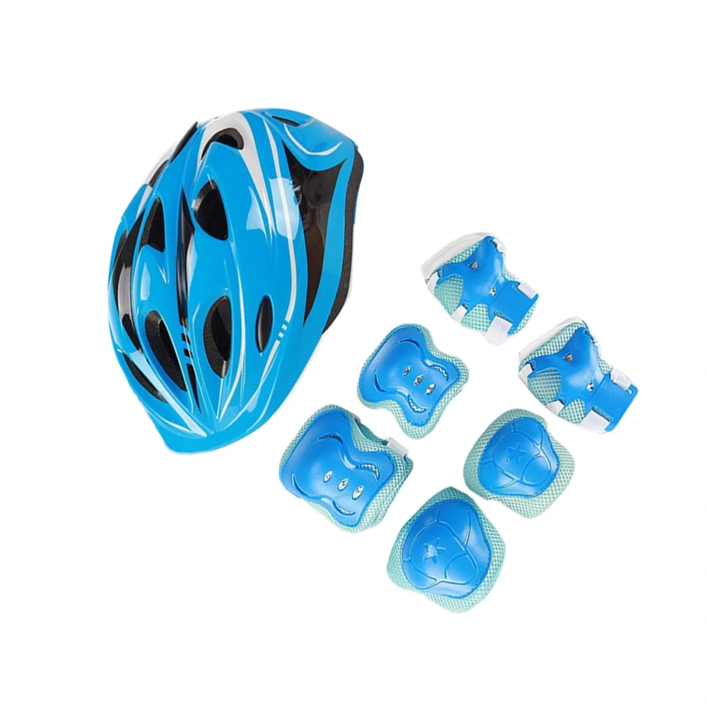 7Pcs Cycling Sports Helmet Protective Equipment for Children Protective Gear Elbow Pads Wrist Guards Size M