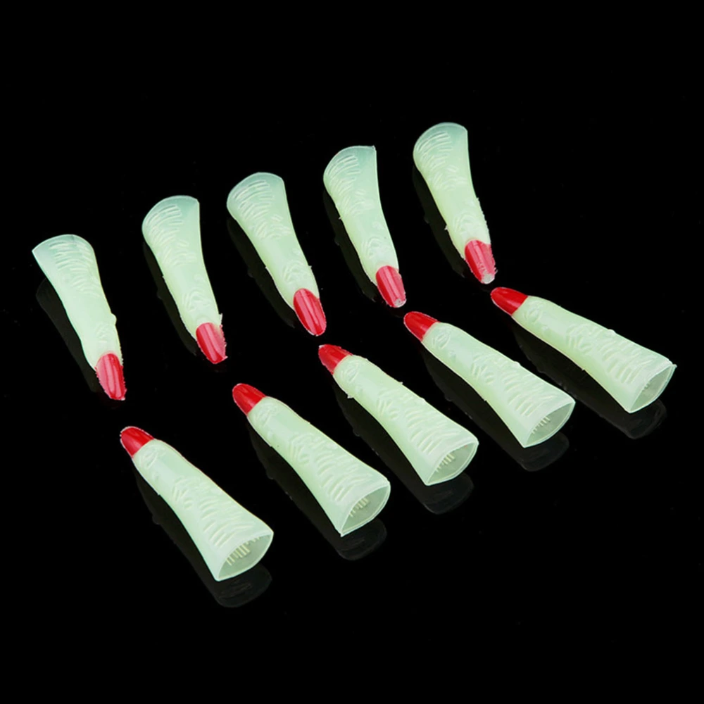 50PCS Halloween Witch Fingers Fake Nails Luminous Noctilucent Spooky Scary Witches Fingers Party Props Costume Fingers Random Color