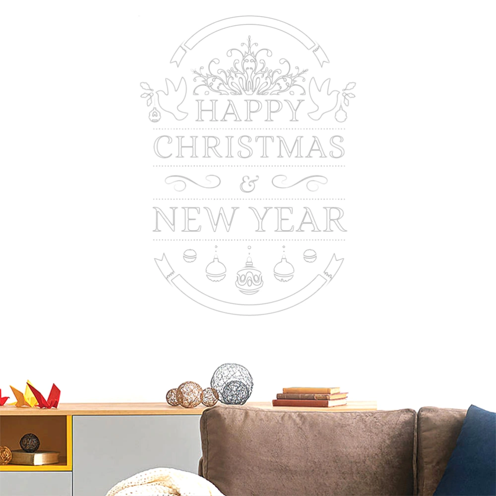 Happy Christmas and New Year Wall Decal DIY Letter Window Sticker Home Background Decor for Living Room