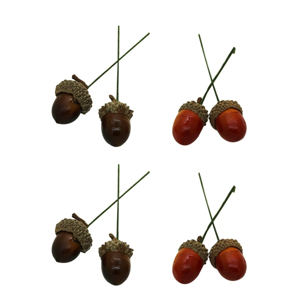 20pcs Simulation Lifelike Acorn Set DIY False Nuts Photo Props Home Kitchen Christmas Tree Decor (Light and Dark for Each 10pcs)