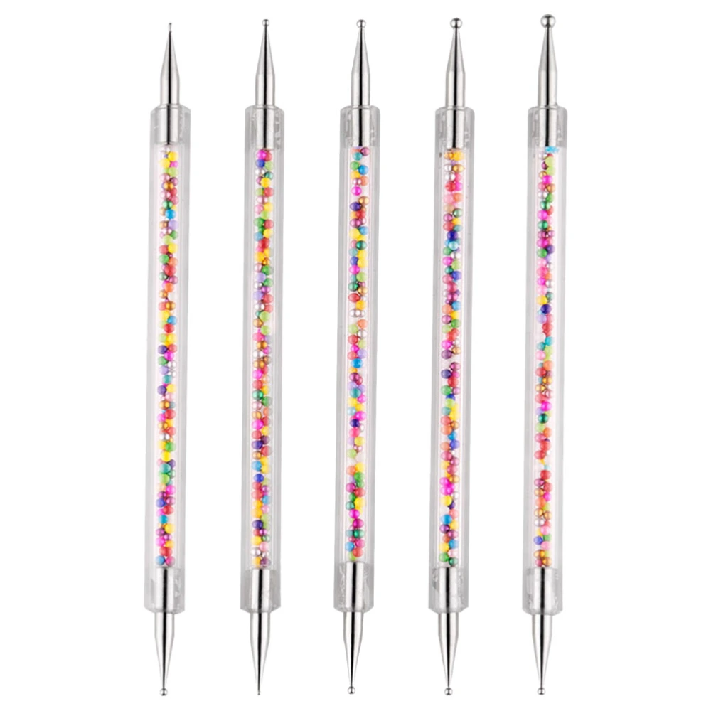 5pcs Manicure Nail Art Tool Set Acrylic Rhinestones Picker Dual-ended Dotting Pen for Manicurist(Colorful)