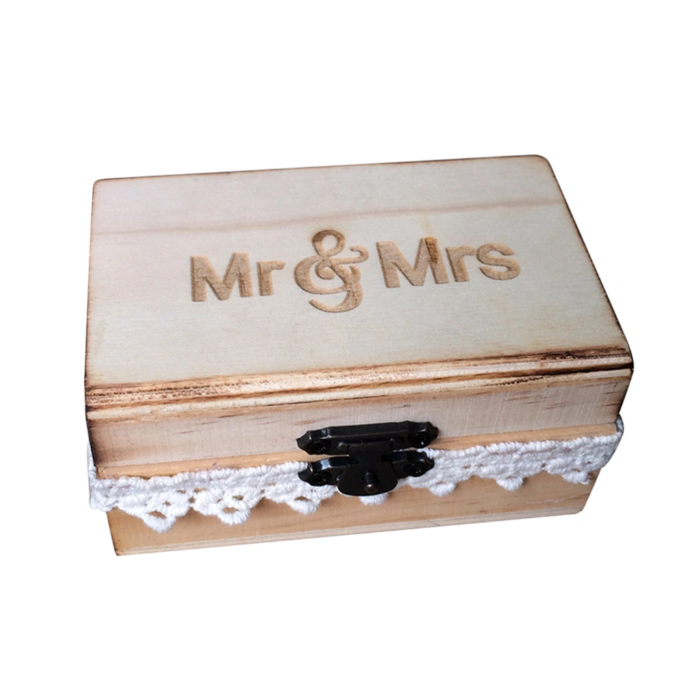 Wooden Mr & Mrs Ring Box Rustic Engagement Wedding Ring Bearer Box Holder