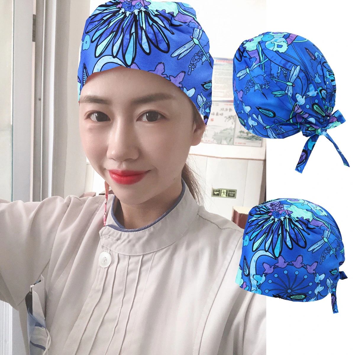 1Pc Printed Pattern Cotton for Dentist Dentistry Operation Beauty Salon Headgear (S24)