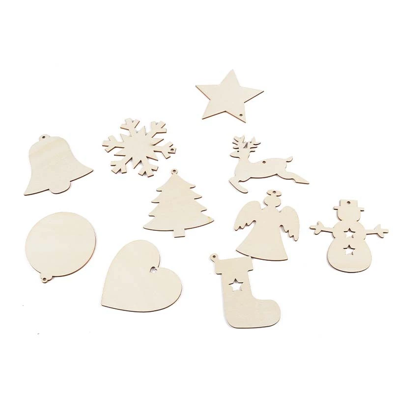 1 Set Christmas Wooden Cutouts Wood Slices Wood Xmas Decors Hanging Ornaments