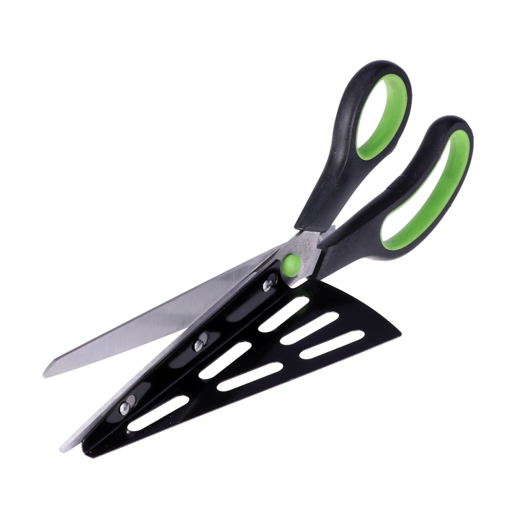 Multifunctional Stainless Steel Pizza Scissor Pizza Cutter Slicer Baking Tool Home Kitchen Accessory (Green)