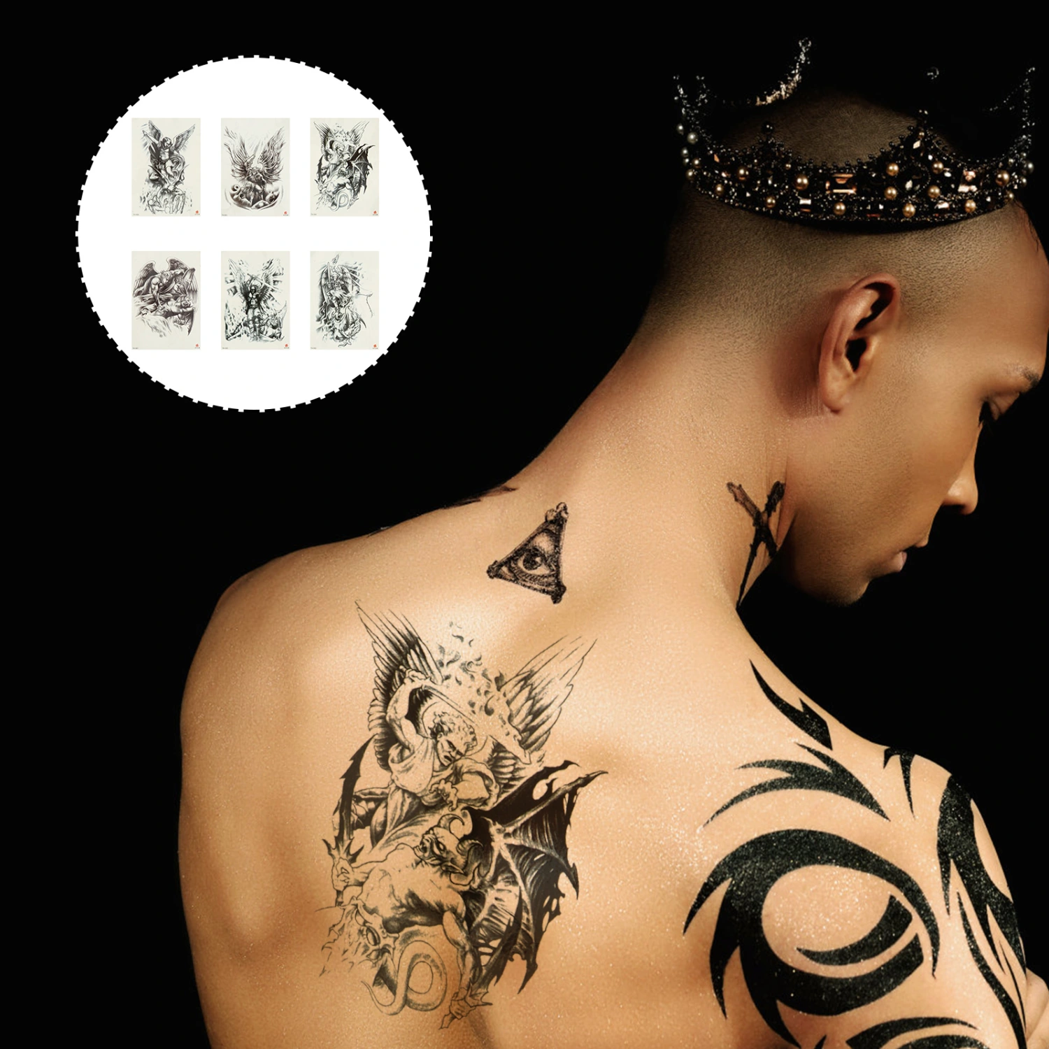 6pcs Angel and Devil Tattoos Temporary Tattoos Waterproof Body Decals Tattoos