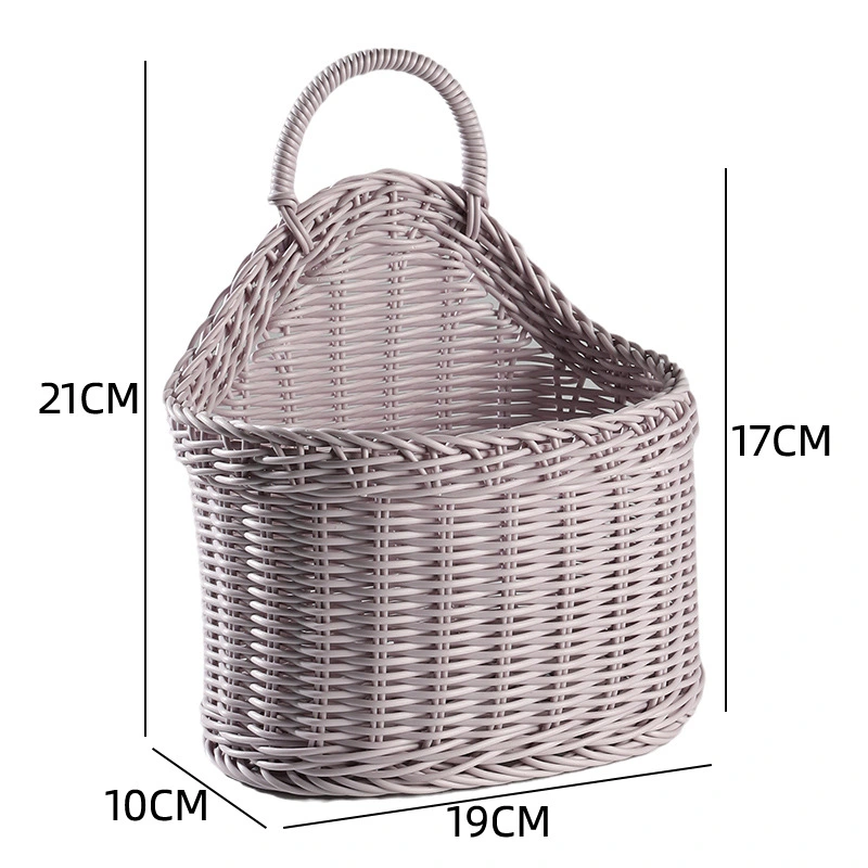 Countryside Style Utensil Holder Plastic Woven Basket Wall-mounted Storage Basket Spoon Basket