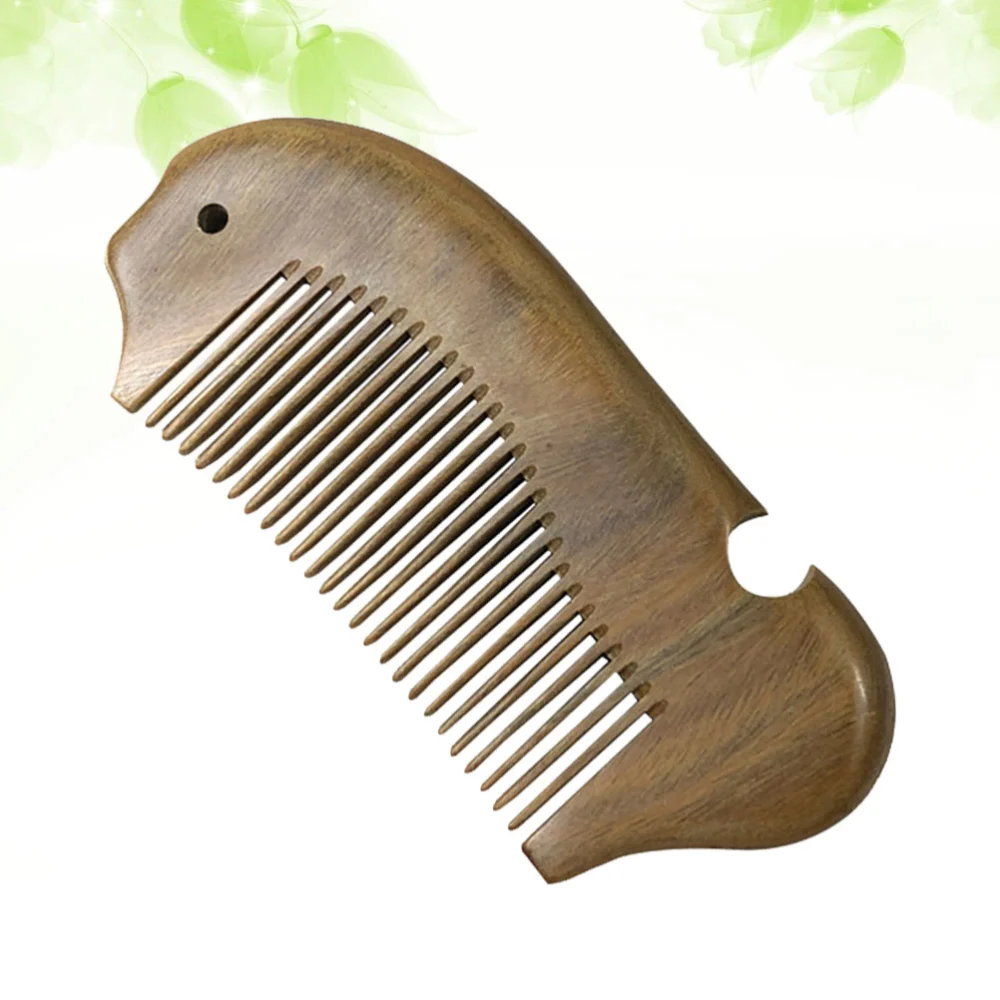 Green Sandalwood Comb Wooden Hair Comb Creative Vintage Fish Shaped Comb Hair Smoothing Wooden Comb Massage Comb