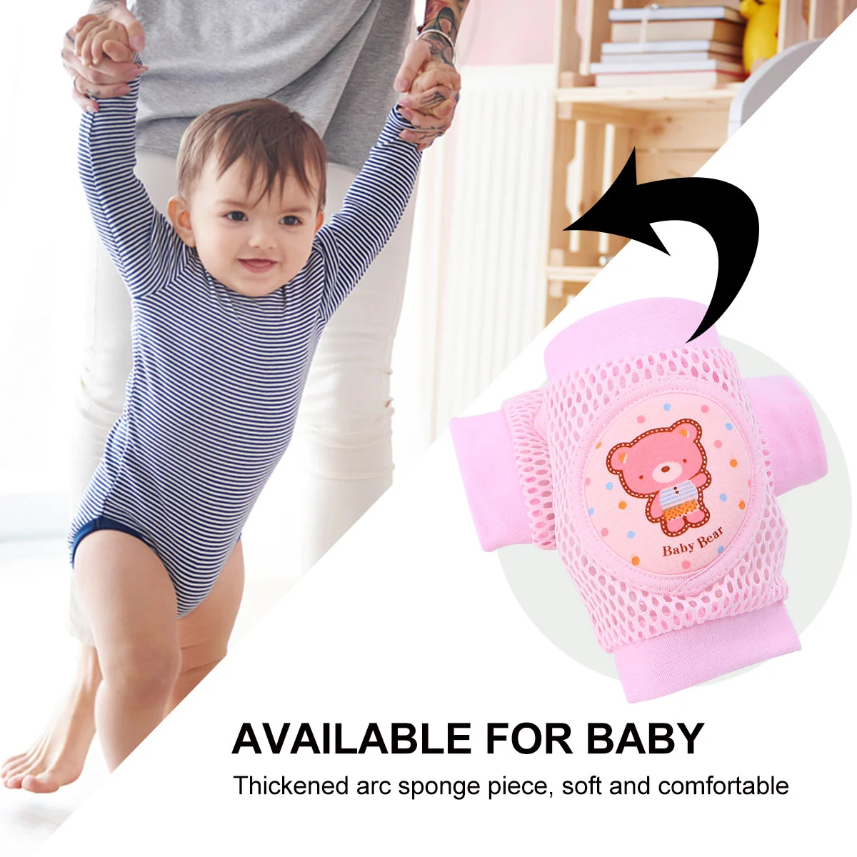 1 Pair of Infant Kneepads Toddler Baby Knee Pad Crawling Safety Protector Kneepads (Pink, Random Pattern)