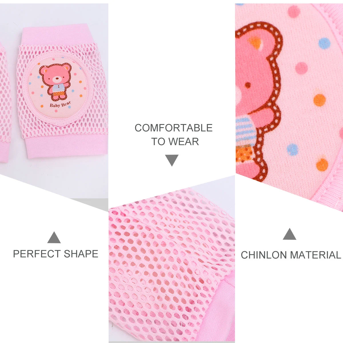 1 Pair of Infant Kneepads Toddler Baby Knee Pad Crawling Safety Protector Kneepads (Pink, Random Pattern)