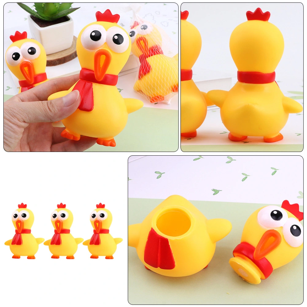 3 Pcs Squeezing Chicken Toy Practical Vocalizing Chicken Toy Chicken Shape Prank Toy