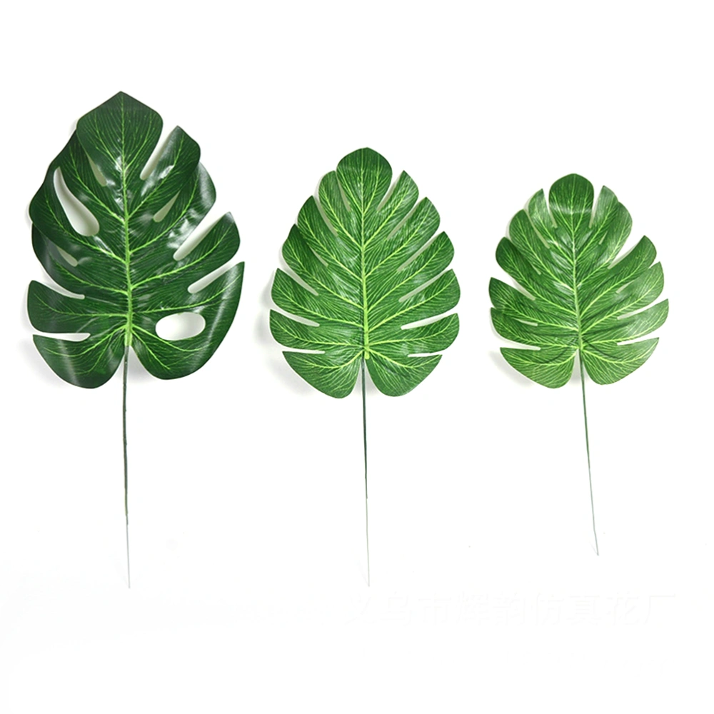 10pcs High Simulation Artificial Monstera Tropical Plant Leaf Home Party Office Store Decorations - Size L