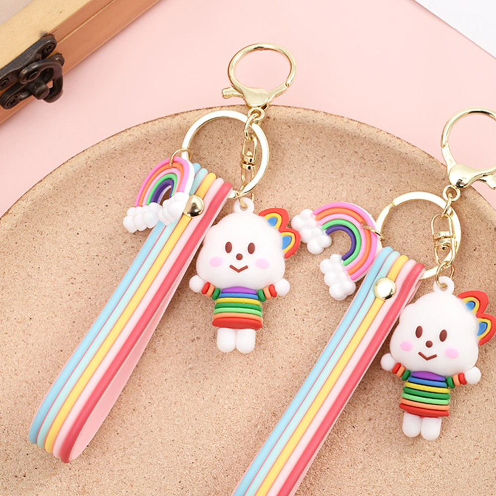 3pcs Rainbow Car Keychain Car Key Chain Women Bag Charm Pendant Key Ring Gift