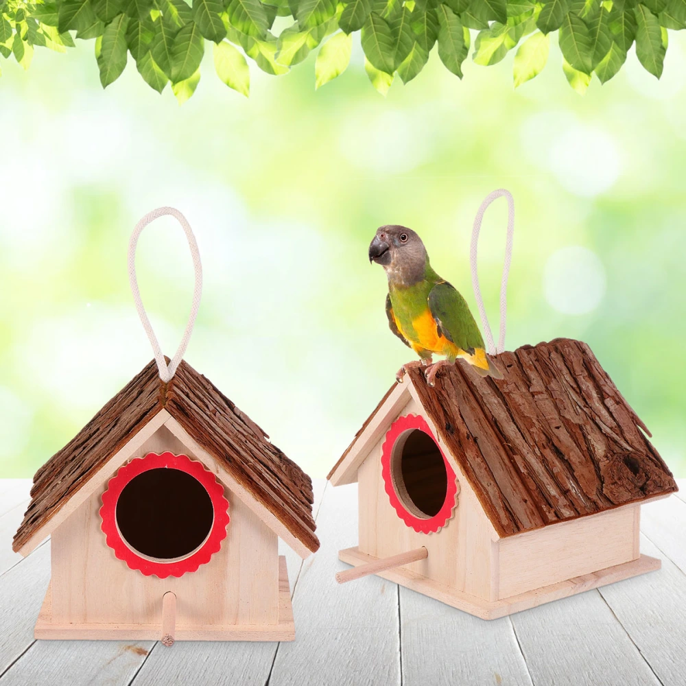 Creative Wooden Bird House Nest Box Hanging Birdhouse Hand-Made Crafts