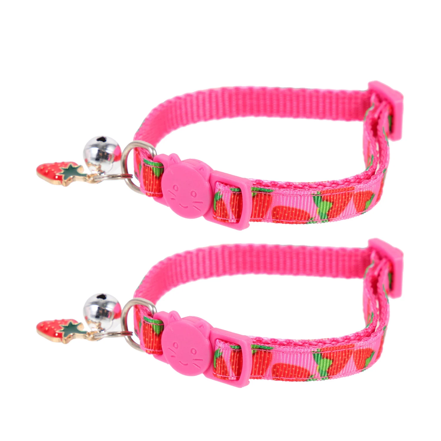 2Pcs Cat Collar with Bell Strawberry Printing Cat Collar Lightweight Cat Collar Pet Collar Decor