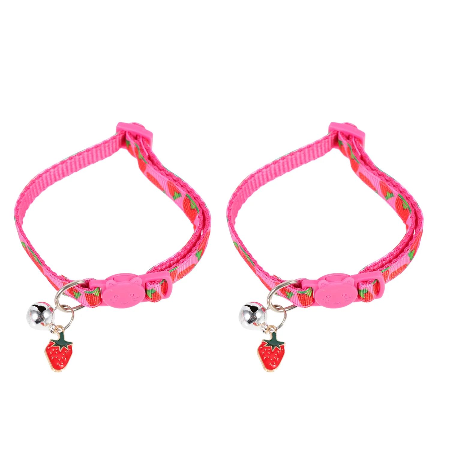2Pcs Cat Collar with Bell Strawberry Printing Cat Collar Lightweight Cat Collar Pet Collar Decor