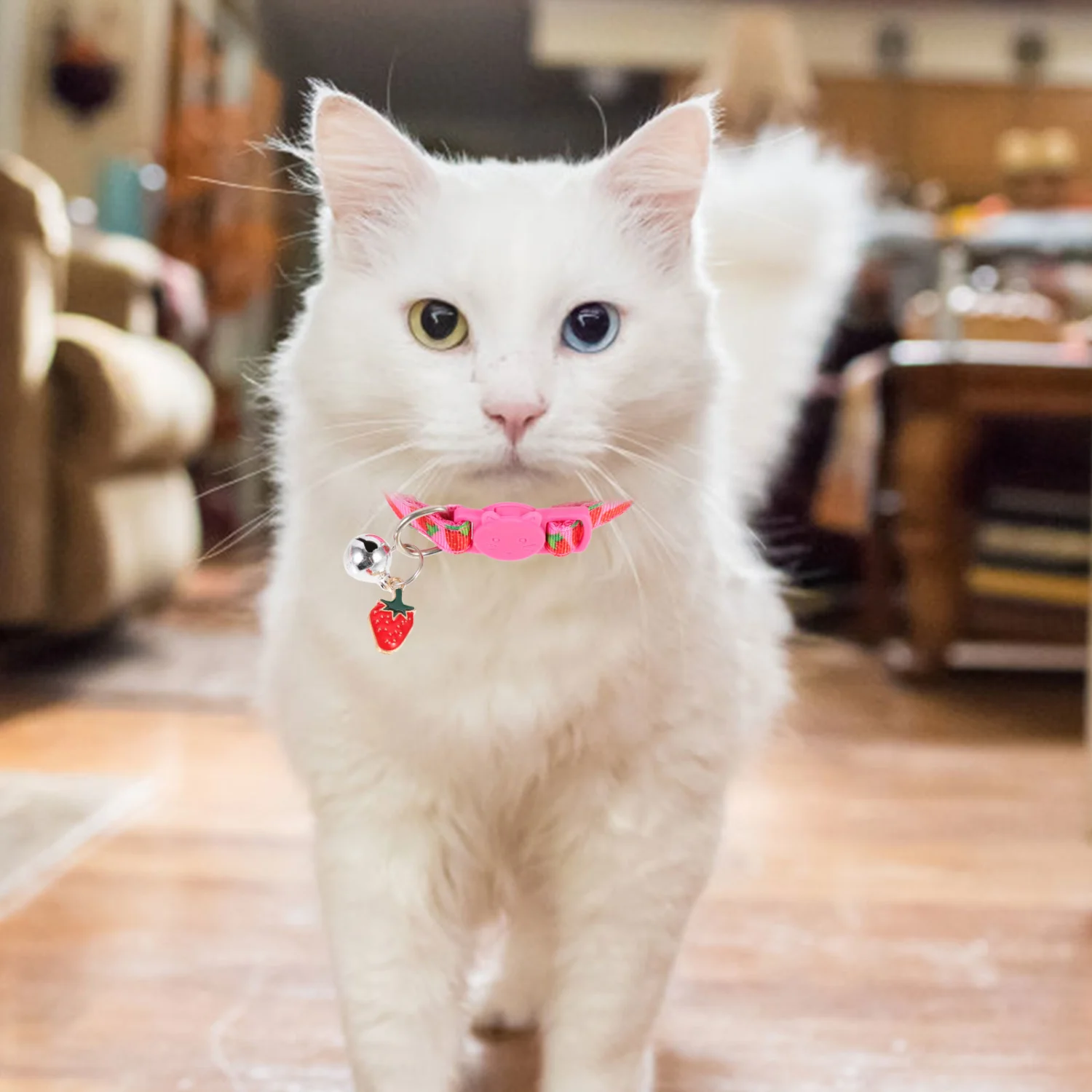 2Pcs Cat Collar with Bell Strawberry Printing Cat Collar Lightweight Cat Collar Pet Collar Decor