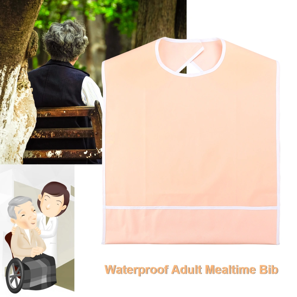 Waterproof Adult Mealtime Bib Protector Aid Apron (Pink)