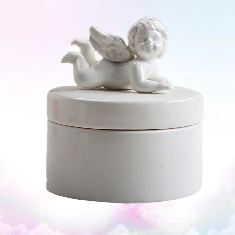 8x8x10cm Angel Shaped Jewelry Storage Box Ceramic Jewelry Container Fashion Necklace Organizer White