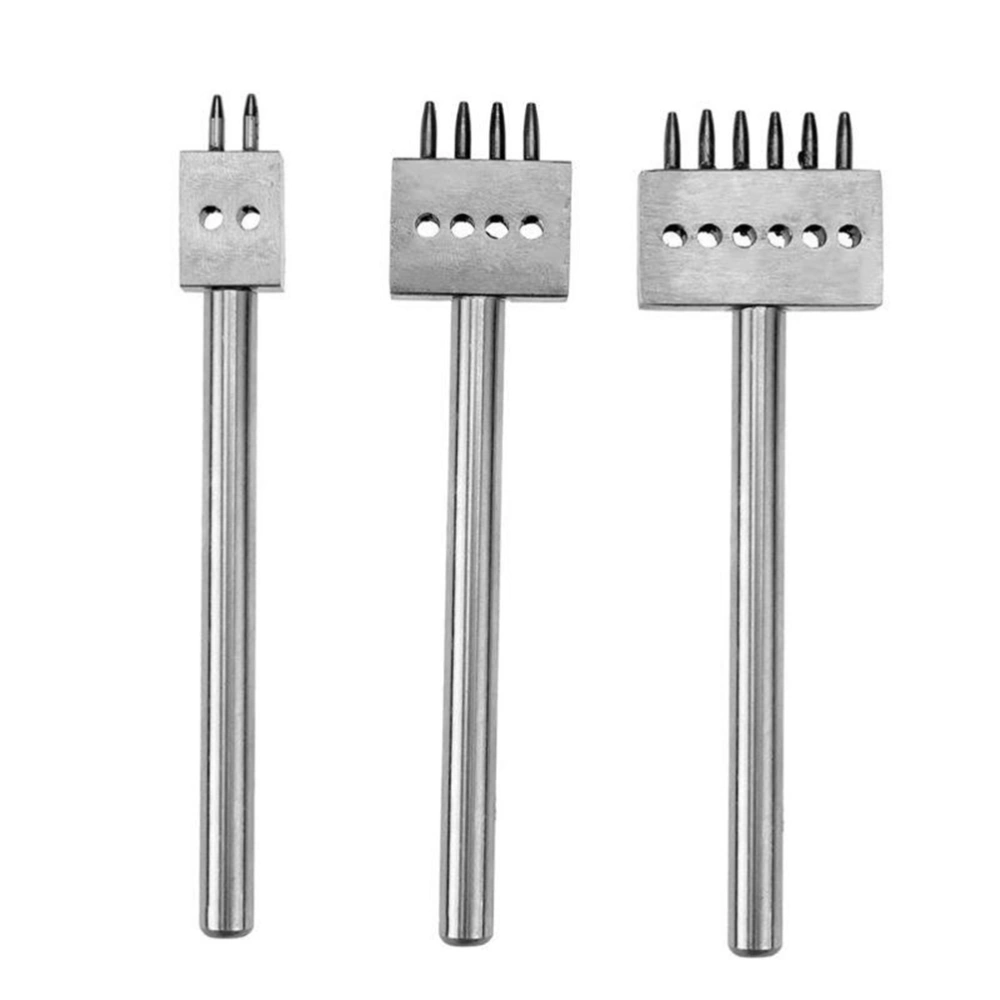 5mm DIY Prong Diamond Chisel Leather Craft Tools Hole Punch Tool Set Kit (Two Holes)