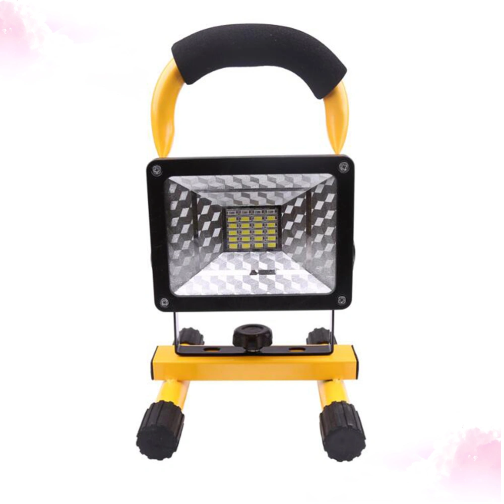 30W Flood Light Outdoor Rechargeable Floodlight Handheld LED Work Light Spotlight Searchlight Camping Lantern Construction Lamp Red and Blue Light Flashing without Battery and Charger (Yellow)