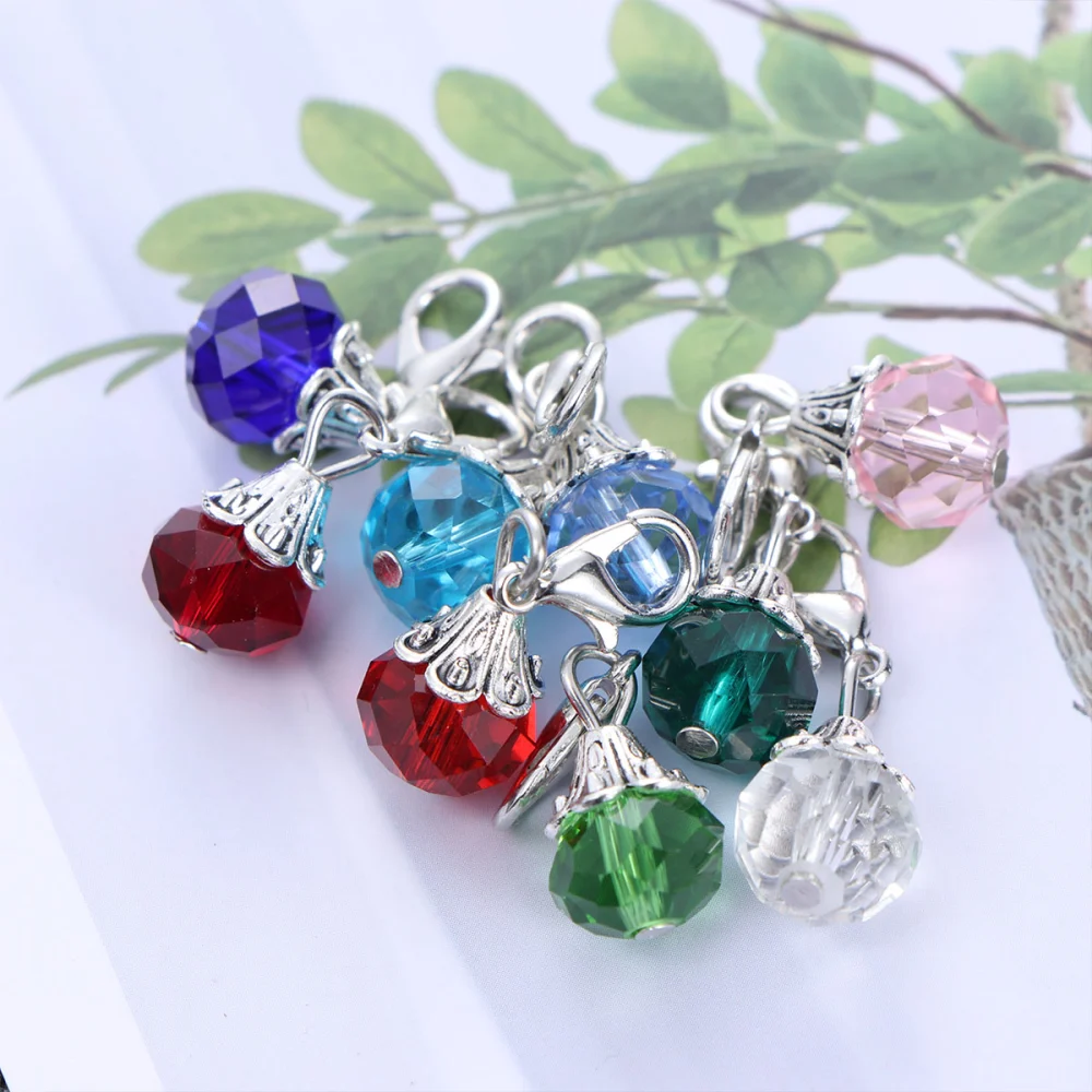 20pcs Crystal Dangle Charms Pendant with Lobster Clasp Jewelry Making Accessory Fit Floating Locket Charms Necklaces(Assorted Color)